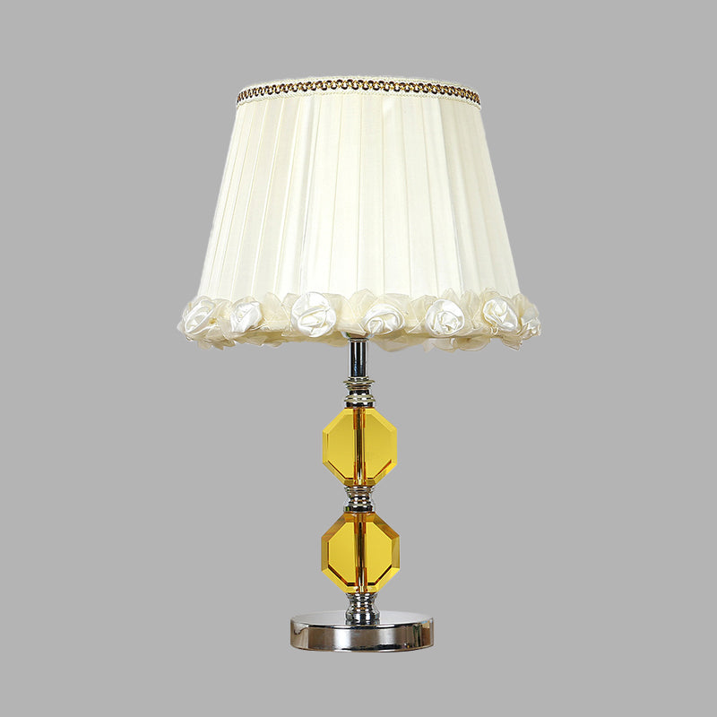 Traditional Beveled Crystal Octagonal Table Lamp With Single Head In White