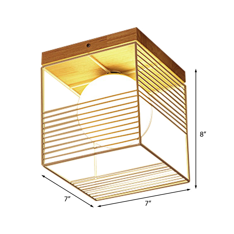 Contemporary Square Flush Mount Pendant Light - White/Black Metal Ideal For Bedroom Ceiling