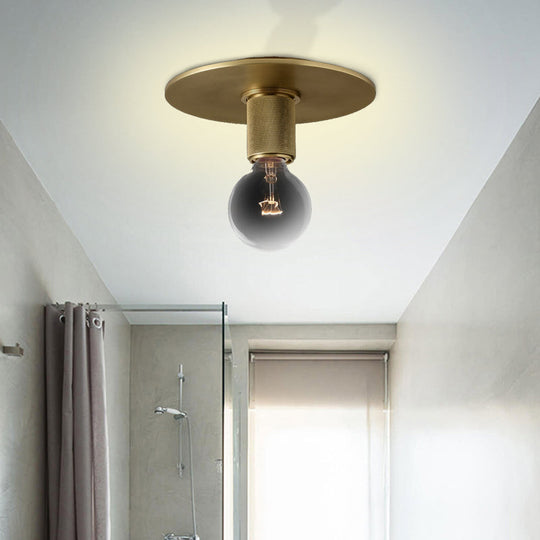 Modern Glass Flush Pendant Ceiling Light In Brass For Balcony - Globe Cone Cylinder Trumpet Shapes /