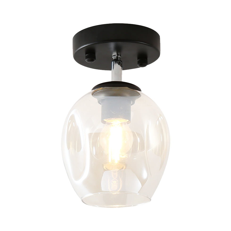Modern Black/Gold Carafe Semi Flush Light - 1 Clear/Amber/Smoke Gray Glass Shade