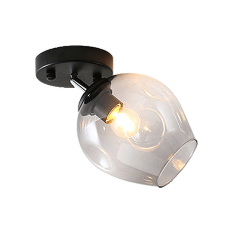 Modern Black/Gold Carafe Semi Flush Light - 1 Clear/Amber/Smoke Gray Glass Shade