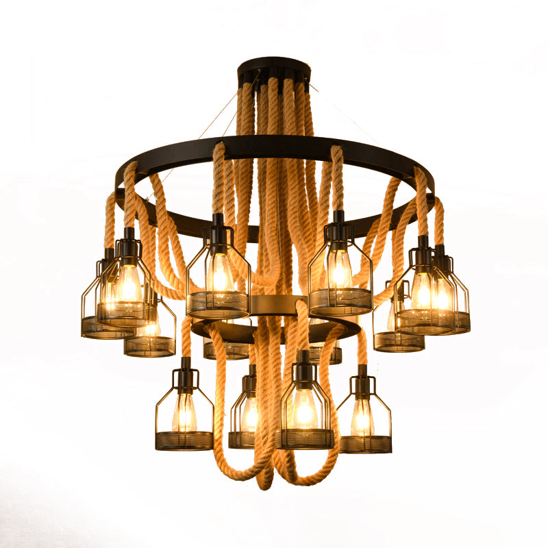 Metallic Chandelier - 4/6/14 Lights Circular Design Black Perfect For Restaurants And Ceilings