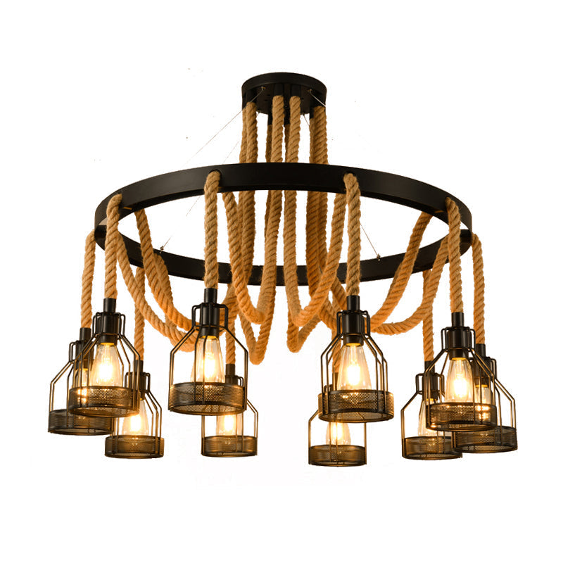 Metallic Chandelier - 4/6/14 Lights Circular Design Black Perfect For Restaurants And Ceilings