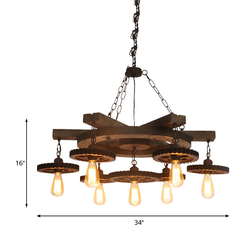 Industrial Rustic Metal Chandelier + 3 Or 7 Exposed Bulb Lights – Ideal For Restaurants