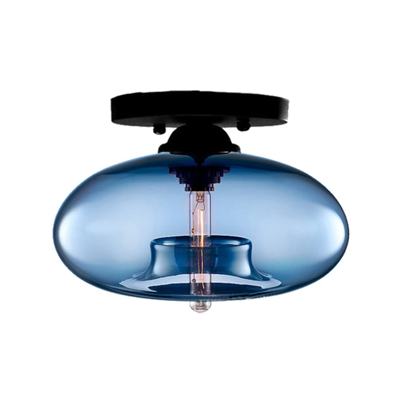 Modernist Glass Flush Ceiling Light Fixture - Oblong Shape 1 Sky Blue/Amber/Smoke Gray/Coffee 11