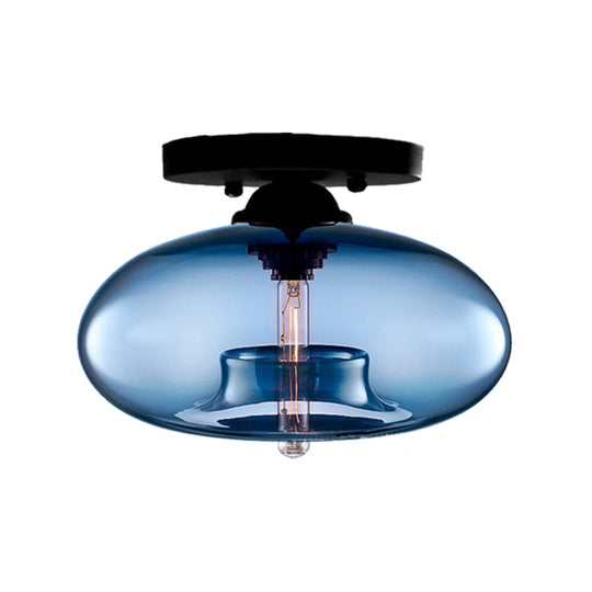 Modernist Glass Flush Ceiling Light Fixture - Oblong Shape 1 Sky Blue/Amber/Smoke Gray/Coffee 11