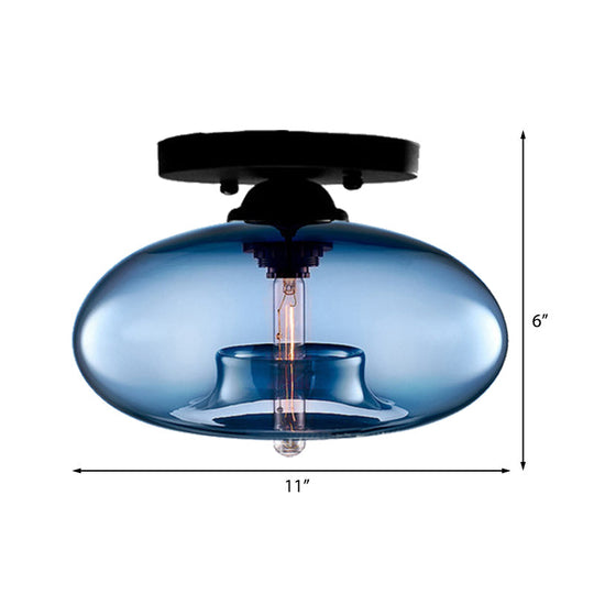 Modernist Glass Flush Ceiling Light Fixture - Oblong Shape 1 Sky Blue/Amber/Smoke Gray/Coffee 11