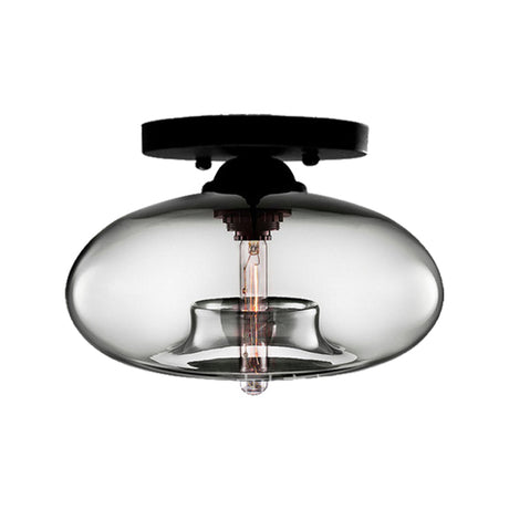 Modernist Glass Flush Ceiling Light Fixture - Oblong Shape 1 Sky Blue/Amber/Smoke Gray/Coffee 11