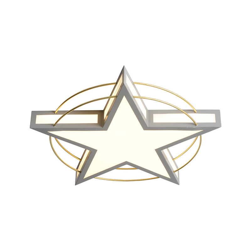 Nordic Metal Black/Grey Flush Mount Light With Acrylic Diffuser Star/Triangle Design