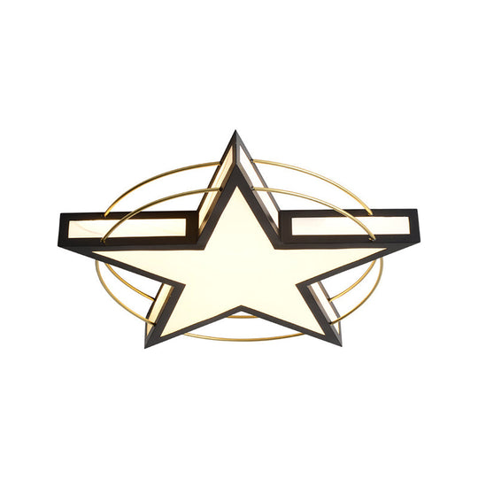 Nordic Metal Black/Grey Flush Mount Light With Acrylic Diffuser Star/Triangle Design