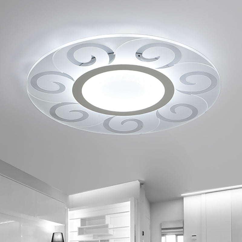 Modern Acrylic Led Flushmount Ceiling Light For Living Room - Ultra Thin Design In Multiple Widths