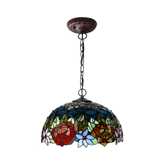 Victorian Red Floral Chandelier Pendant Light - 1/2/3 Lights Cut Glass Kitchen Fixture - 10’’/12’’/16’’ Wide