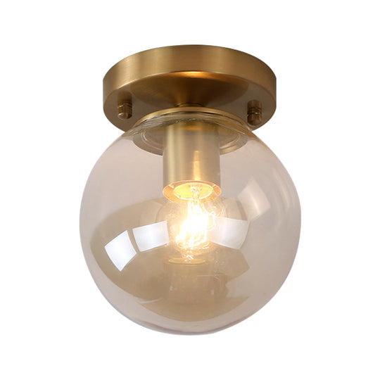 Minimalist Blue/Tan Spherical Glass Flushmount Ceiling Light For Balcony