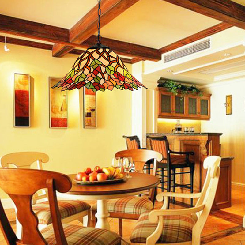 Victorian Bell Chandelier - Red Cut Glass Hanging Lamp Kit For Bedroom (2 Lights)