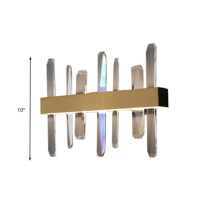 Modern Led Gold Wall Sconce With Clear Crystal Bar And Stylish Metal Shade