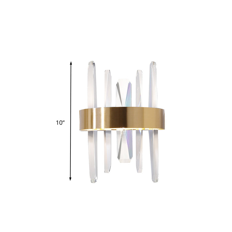 Modern Led Gold Wall Sconce With Clear Crystal Bar And Stylish Metal Shade
