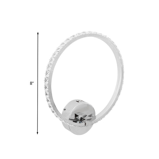 Translucent Crystal Sconce Light - Modern Led Wall Lighting Fixture | Chrome Finish 6/8/10 H
