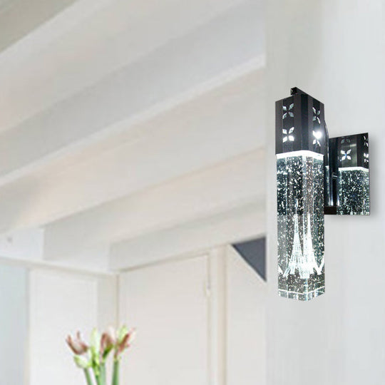 Modern Led Crystal Wall Sconce In Warm/White - 2 Color Lights Nickle Fixture