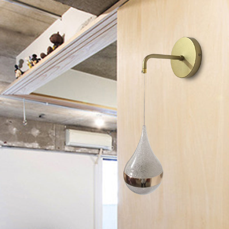 Contemporary Led Crystal Wall Sconce Light: Gold Teardrop Fixture Warm/White/3 Color Lighting / Warm