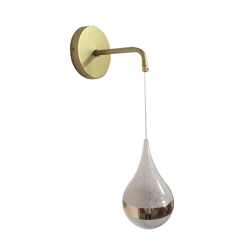 Contemporary Led Crystal Wall Sconce Light: Gold Teardrop Fixture Warm/White/3 Color Lighting