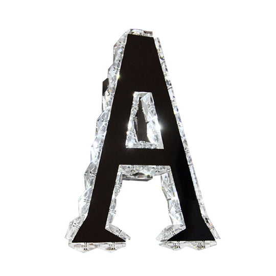 Led Modern Black Wall Lamp With A-Shaped Crystal Shade And Adjustable Light Temperature