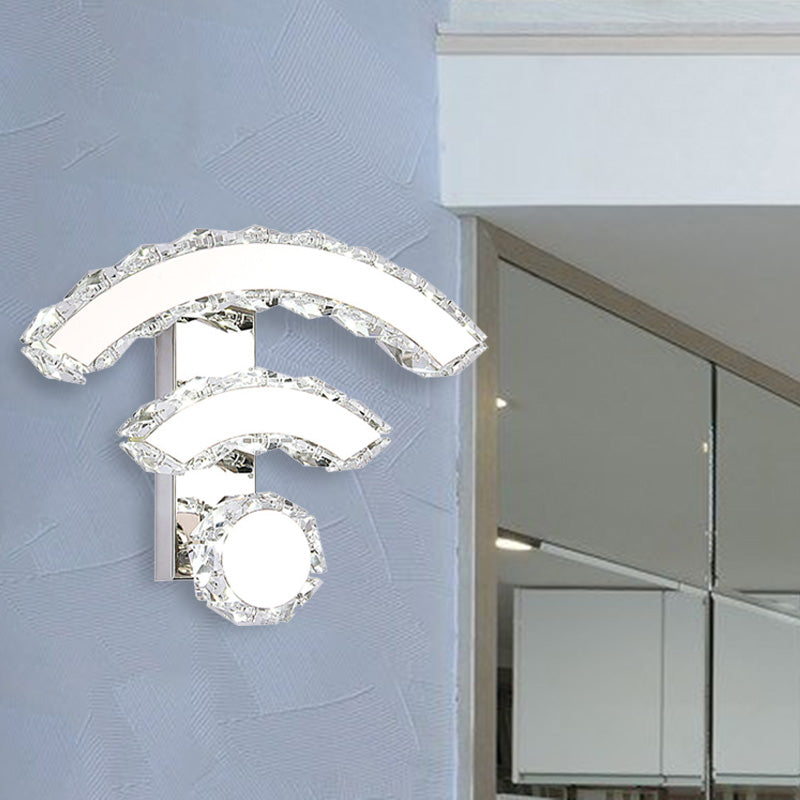 Modern Wifi Wall Mounted Black Crystal Led Sconce With Warm/White Lighting / White