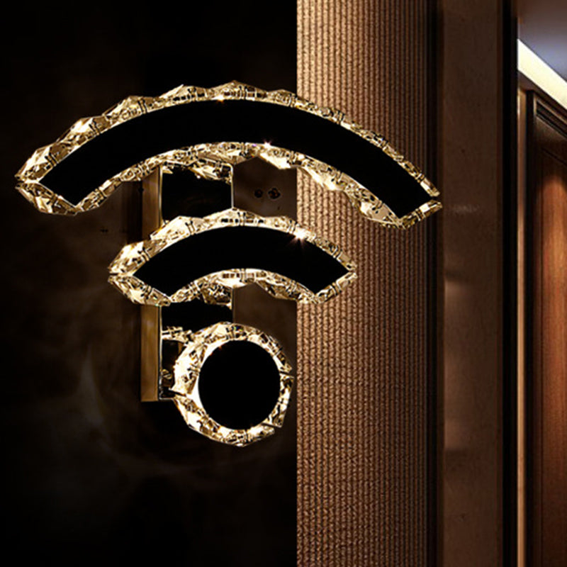 Modern Wifi Wall Mounted Black Crystal Led Sconce With Warm/White Lighting / Warm