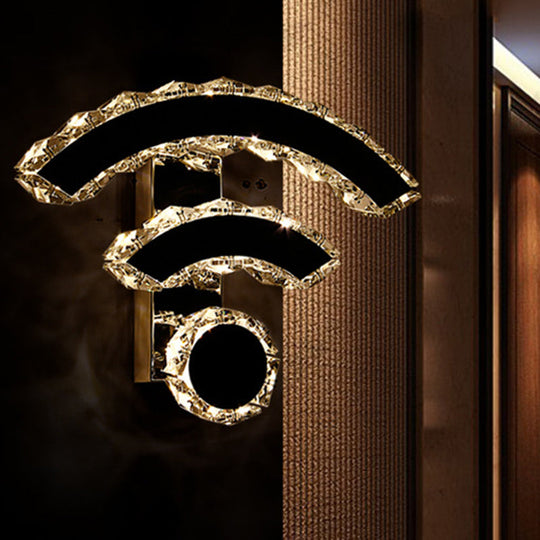 Modern Wifi Wall Mounted Black Crystal Led Sconce With Warm/White Lighting / Warm
