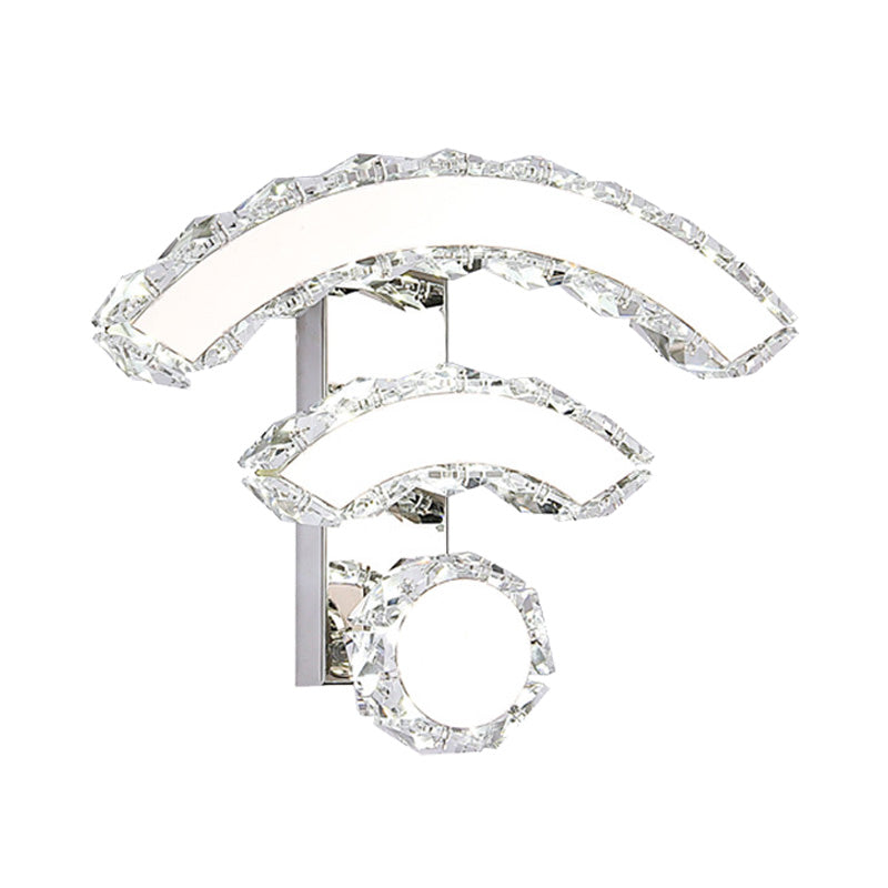 Modern Wifi Wall Mounted Black Crystal Led Sconce With Warm/White Lighting