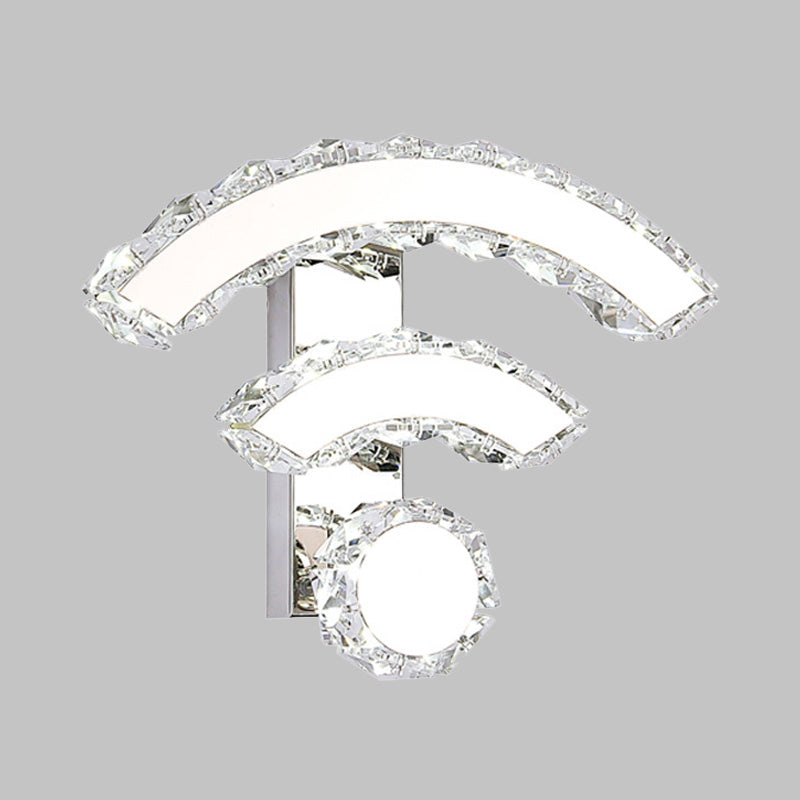 Modern Wifi Wall Mounted Black Crystal Led Sconce With Warm/White Lighting