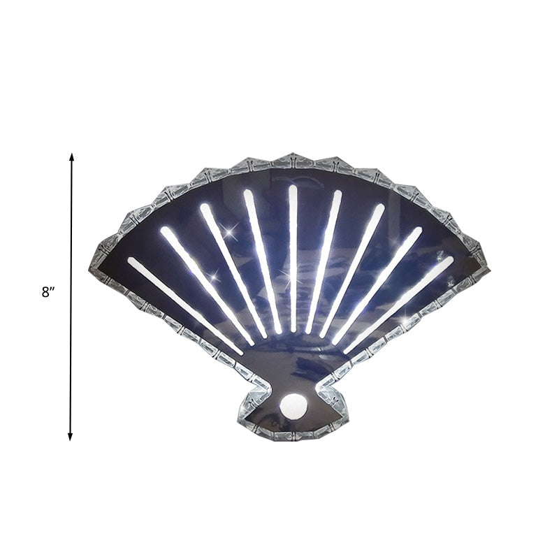 Minimal Led Crystal Wall Lamp - Black Fan Design With Adjustable Warm/White Lighting