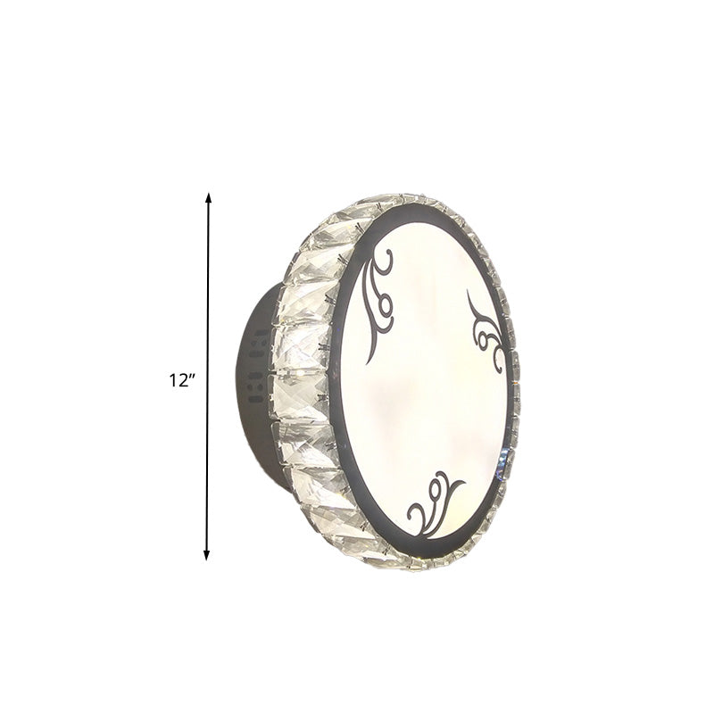 Contemporary Led Circular Wall Light - Clear Crystal Design Warm Or White Option Mounted Lighting