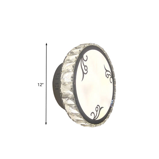 Contemporary Led Circular Wall Light - Clear Crystal Design Warm Or White Option Mounted Lighting