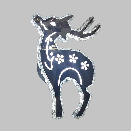 Minimalistic Led Bedroom Wall Sconce With Deer Crystal Shade - Warm/White Light Options