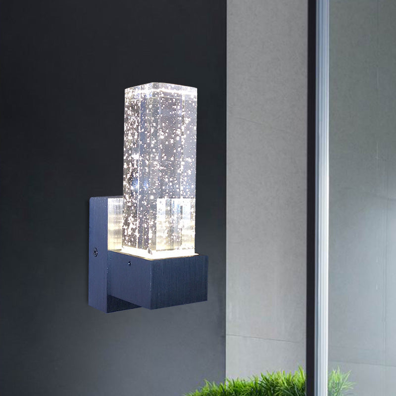 Modern Led Crystal Wall Sconce Light Fixture For Bedrooms - Clear Bubble Design In Warm/White /