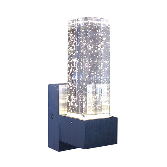 Modern Led Crystal Wall Sconce Light Fixture For Bedrooms - Clear Bubble Design In Warm/White