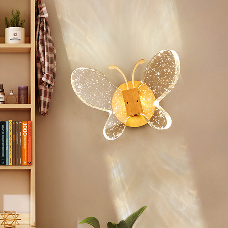 Gold Led Butterfly Bubble Crystal Sconce For Modern Bedroom Lighting