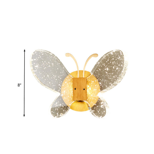Gold Led Butterfly Bubble Crystal Sconce For Modern Bedroom Lighting