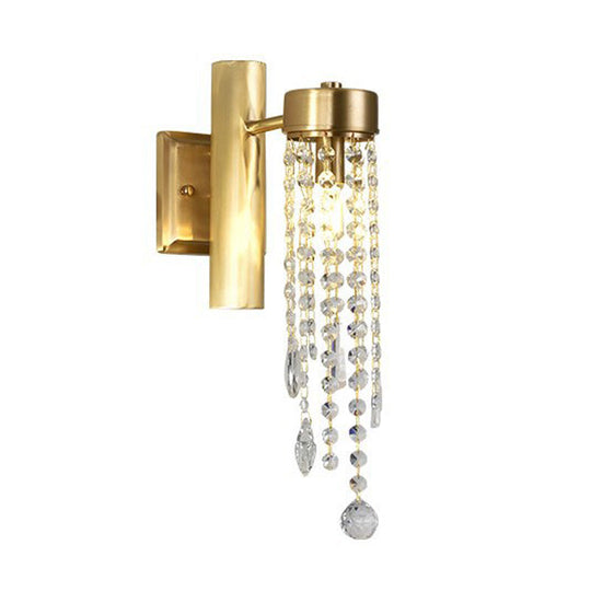 Vintage Crystal Wall Sconce With Led Lights - Cascade Bedroom Lighting Fixture