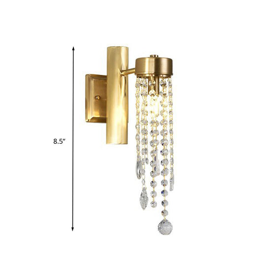 Vintage Crystal Wall Sconce With Led Lights - Cascade Bedroom Lighting Fixture