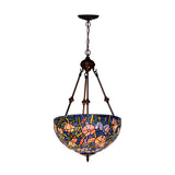 Mediterranean 2-Light Glass Chandelier - Vibrant Red/Yellow/Blue Suspension Lamp For Living Room