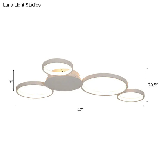 33.5’ - 47’ Wide White/Brown Ring Light Led Ceiling Flush Mount Lamp In Warm/White/Natural