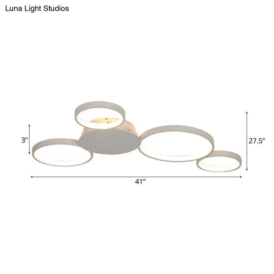 33.5 - 47 Wide White/Brown Ring Light Led Ceiling Flush Mount Lamp In Warm/White/Natural