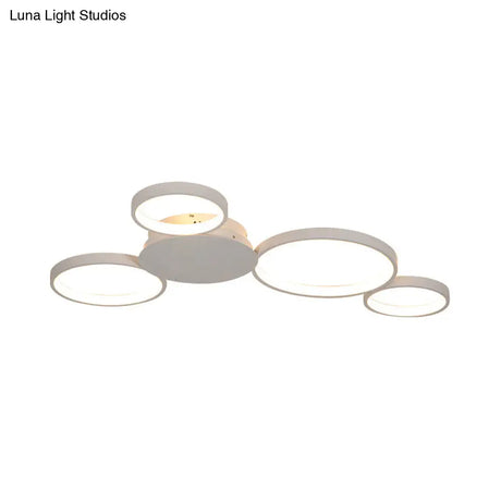 33.5’ - 47’ Wide White/Brown Ring Light Led Ceiling Flush Mount Lamp In Warm/White/Natural