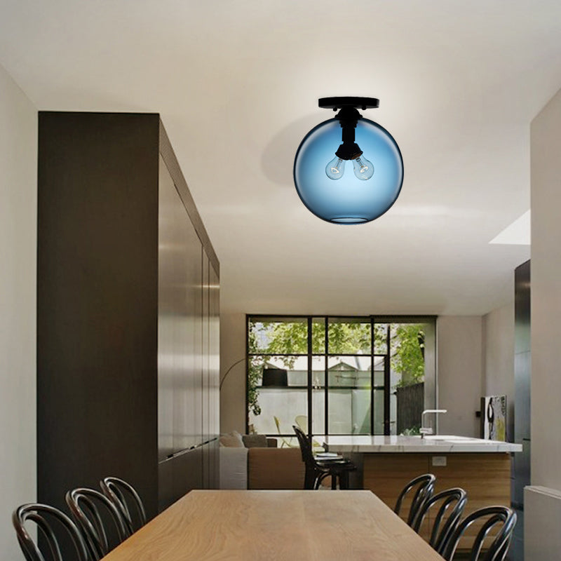 Modern 2-Head Flushmount Ceiling Lamp With Colorful Glass Shades - Global Mounted Light

Or

Global