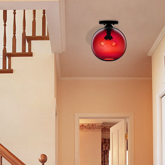 Modern 2-Head Flushmount Ceiling Lamp With Colorful Glass Shades - Global Mounted Light

Or

Global