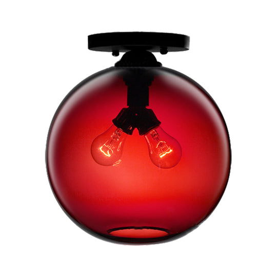 Modern 2-Head Flushmount Ceiling Lamp With Colorful Glass Shades - Global Mounted Light

Or

Global