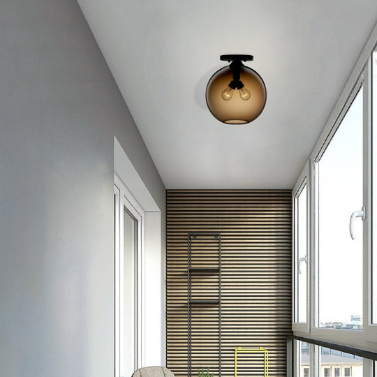 Modern 2 - Head Flushmount Ceiling Lamp With Colorful Glass Shades - Global Mounted Light’ Or