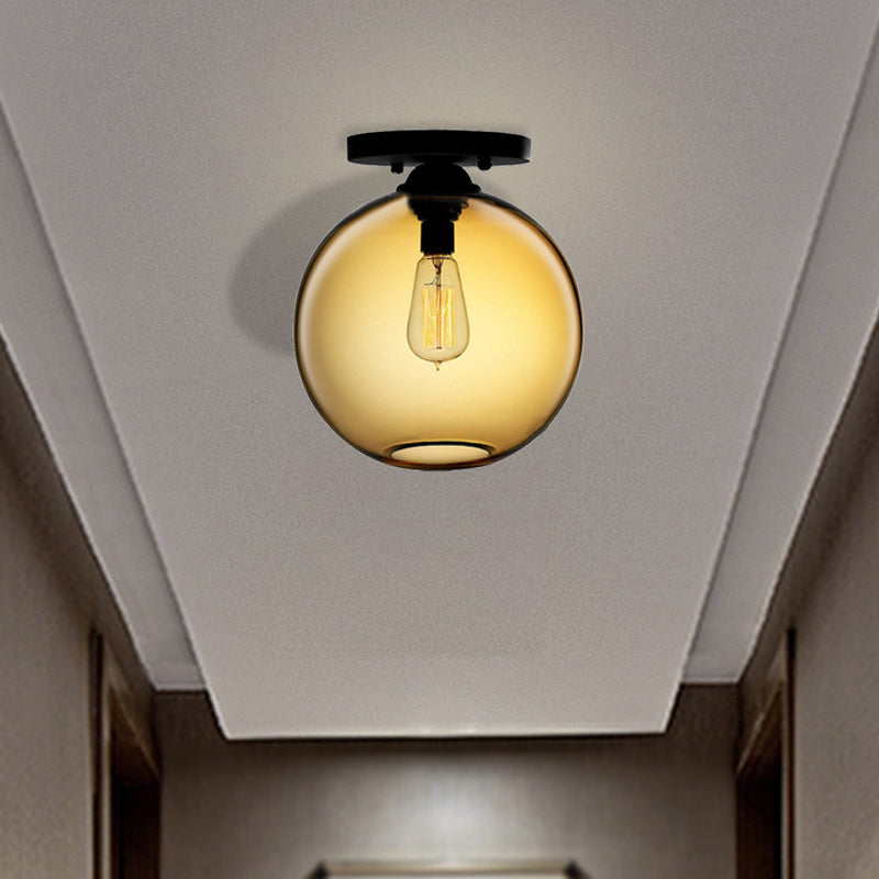 Contemporary Glass Orbit Ceiling Light Fixture - Red/Sky Blue/Amber/Dark Smoke/Coffee 1 Head Indoor