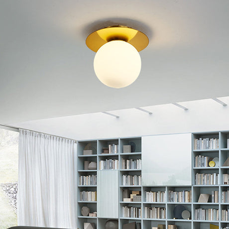 Modern Glass Orbit Ceiling Light Kitchen Flushmount Lamp - Clear/Light-Brown/Cream Single Cream